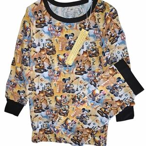 NWT Mickey & Minnie Construction Bamboo PJs Girls Size 3T
